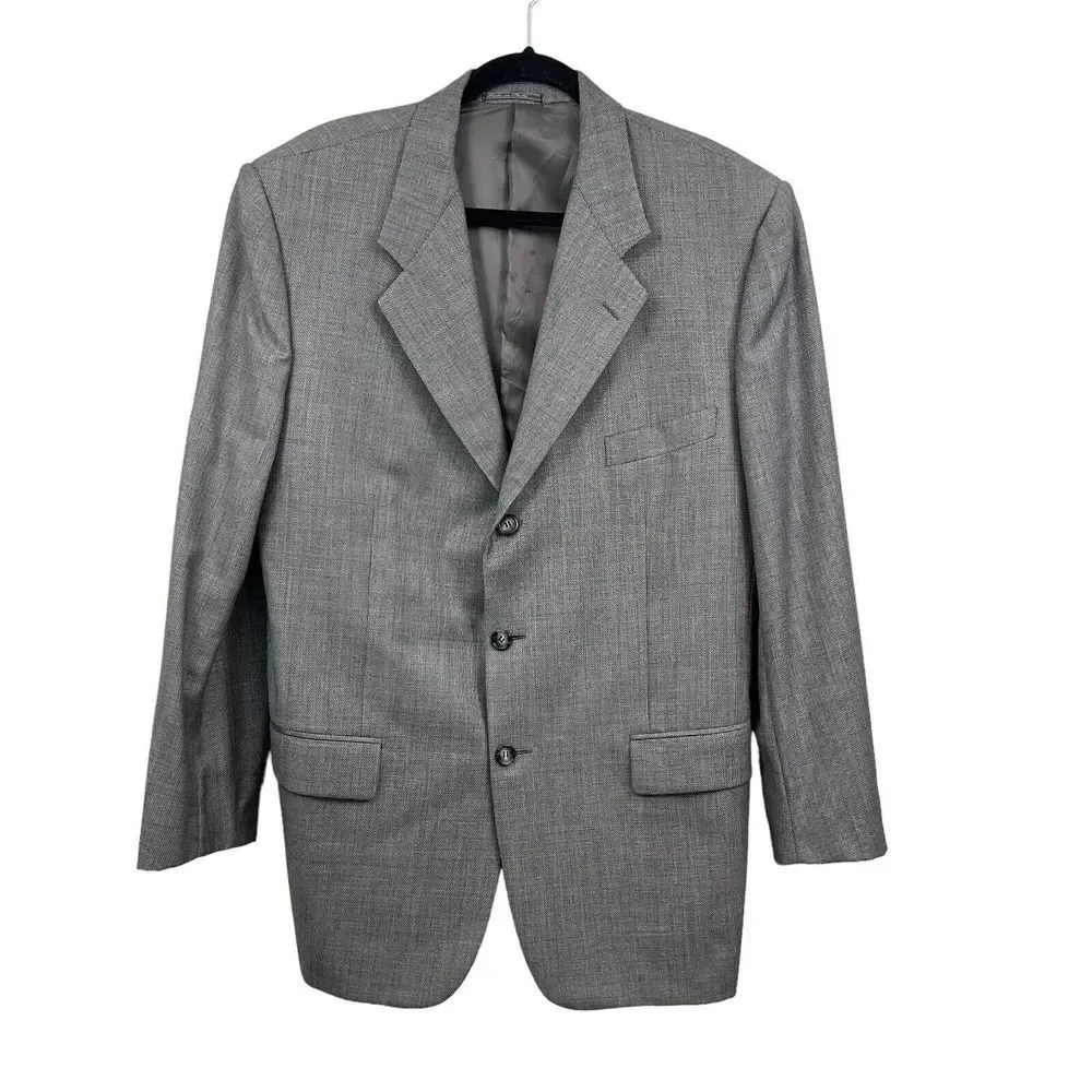 Corneliani Sport Super 100's Virgin Wool Blazer Suit Jacket Men Button Gray 44*
